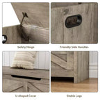 47-Inch Wooden Storage Bench with Flip-Top Lid and Safety Hinge
