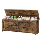 47-Inch Wooden Storage Bench with Flip-Top Lid and Safety Hinge