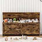 47-Inch Wooden Storage Bench with Flip-Top Lid and Safety Hinge