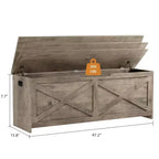 47-Inch Wooden Storage Bench with Flip-Top Lid and Safety Hinge