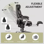 Massage Office Chair with Footrest, 23" Wide Seat, Reclining PU Leather Executive Chair with Heat, 4-Point Vibration, 400 lbs Capacity