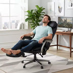 Massage Office Chair with Footrest, 23" Wide Seat, Reclining PU Leather Executive Chair with Heat, 4-Point Vibration, 400 lbs Capacity
