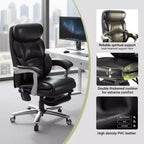 Massage Office Chair with Footrest, 23" Wide Seat, Reclining PU Leather Executive Chair with Heat, 4-Point Vibration, 400 lbs Capacity