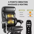 Massage Office Chair with Footrest, 23" Wide Seat, Reclining PU Leather Executive Chair with Heat, 4-Point Vibration, 400 lbs Capacity
