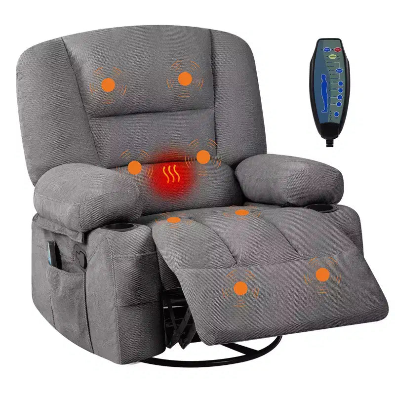 Swivel Recliner Chair with Heat and Massage