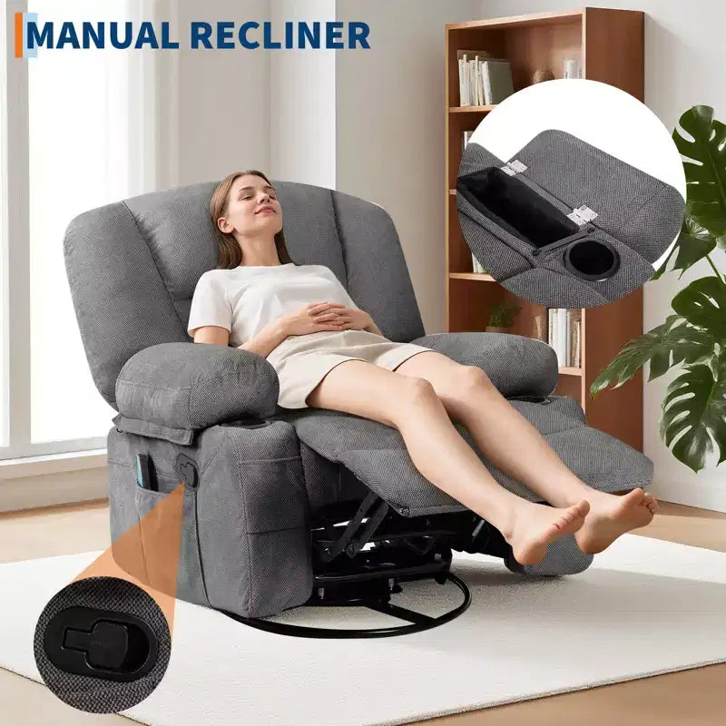 Swivel Recliner Chair with Heat and Massage