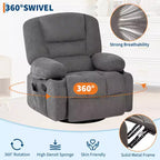 Swivel Recliner Chair with Heat and Massage