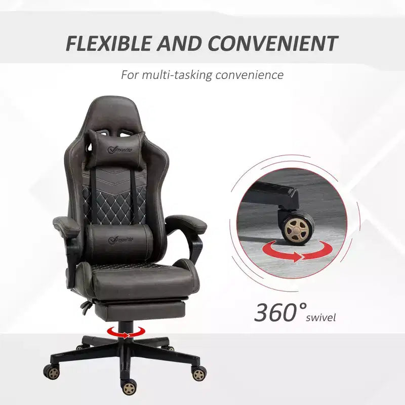 High-Back Gaming Chair with Headrest, Computer Chair with Lumbar Support and Footrest, Office Chair for Study, Reading Room