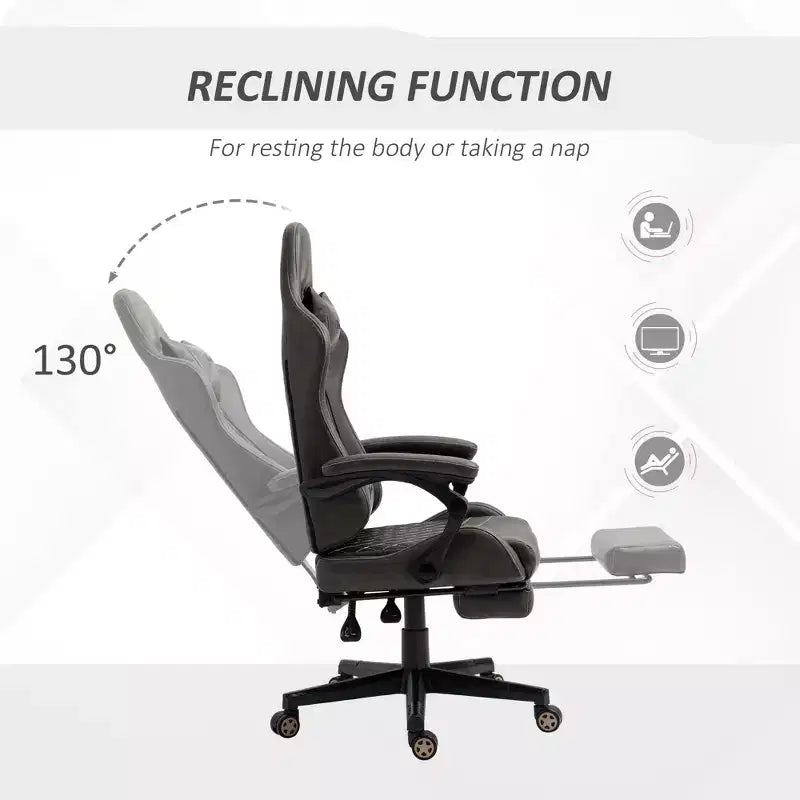 High-Back Gaming Chair with Headrest, Computer Chair with Lumbar Support and Footrest, Office Chair for Study, Reading Room