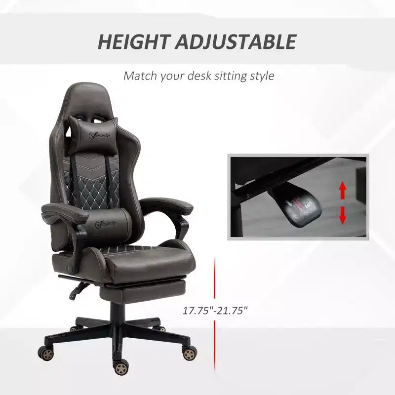 High-Back Gaming Chair with Headrest, Computer Chair with Lumbar Support and Footrest, Office Chair for Study, Reading Room