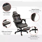 High-Back Gaming Chair with Headrest, Computer Chair with Lumbar Support and Footrest, Office Chair for Study, Reading Room