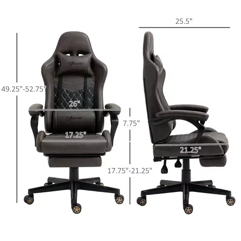 High-Back Gaming Chair with Headrest, Computer Chair with Lumbar Support and Footrest, Office Chair for Study, Reading Room