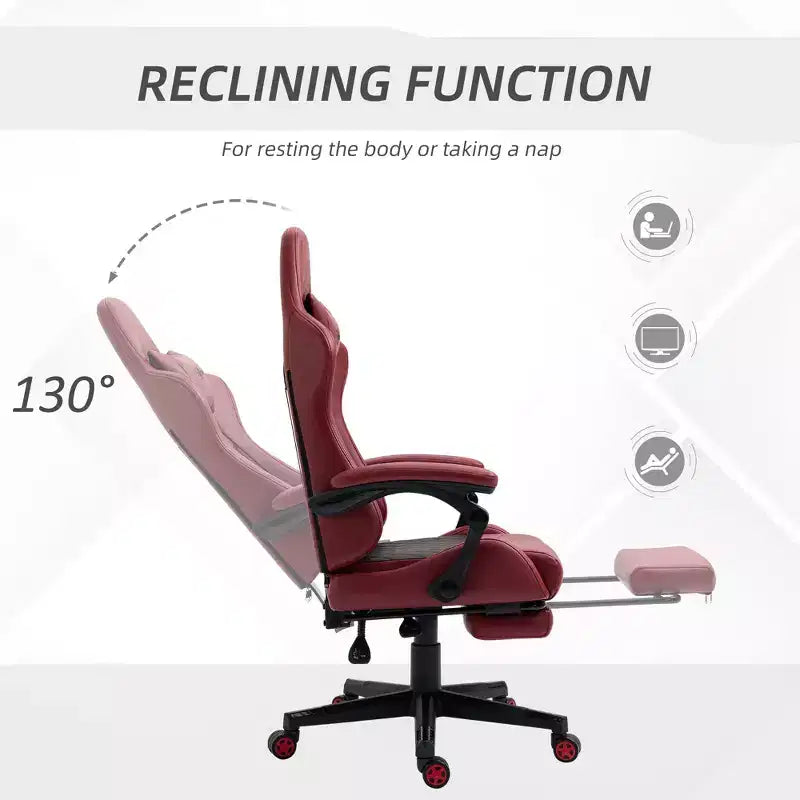High-Back Gaming Chair with Headrest, Computer Chair with Lumbar Support and Footrest, Office Chair for Study, Reading Room