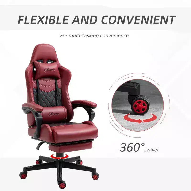 High-Back Gaming Chair with Headrest, Computer Chair with Lumbar Support and Footrest, Office Chair for Study, Reading Room