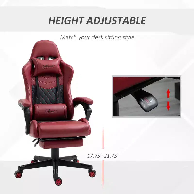 High-Back Gaming Chair with Headrest, Computer Chair with Lumbar Support and Footrest, Office Chair for Study, Reading Room