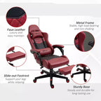 High-Back Gaming Chair with Headrest, Computer Chair with Lumbar Support and Footrest, Office Chair for Study, Reading Room