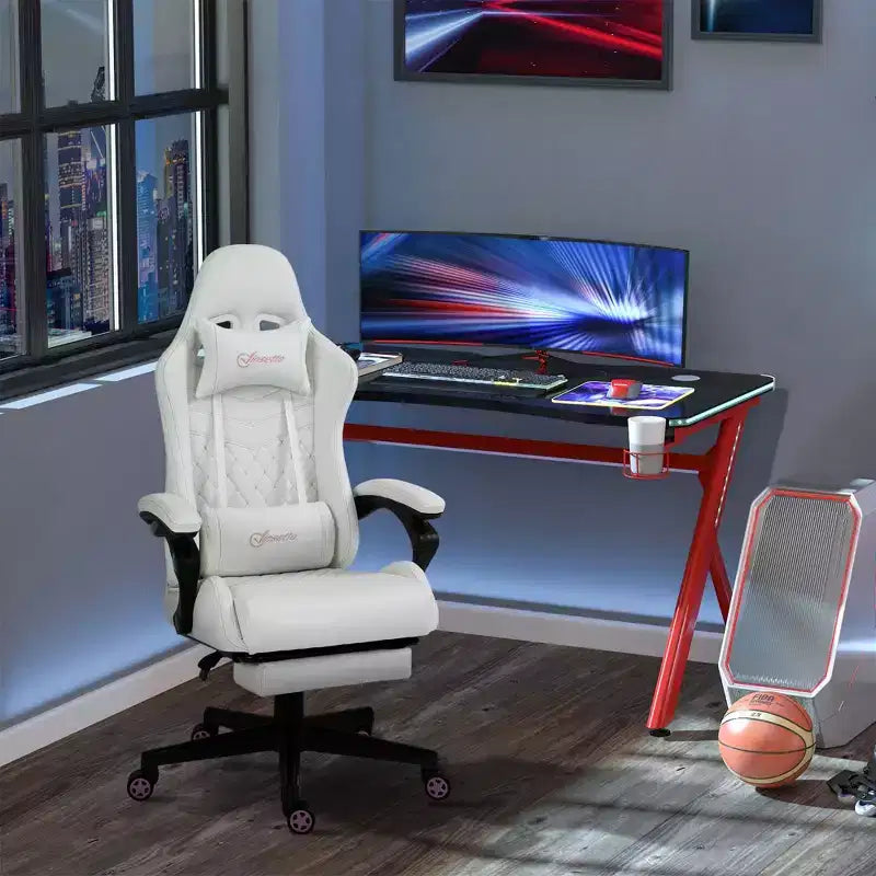 High-Back Gaming Chair with Headrest, Computer Chair with Lumbar Support and Footrest, Office Chair for Study, Reading Room