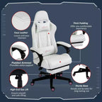 High-Back Gaming Chair with Headrest, Computer Chair with Lumbar Support and Footrest, Office Chair for Study, Reading Room