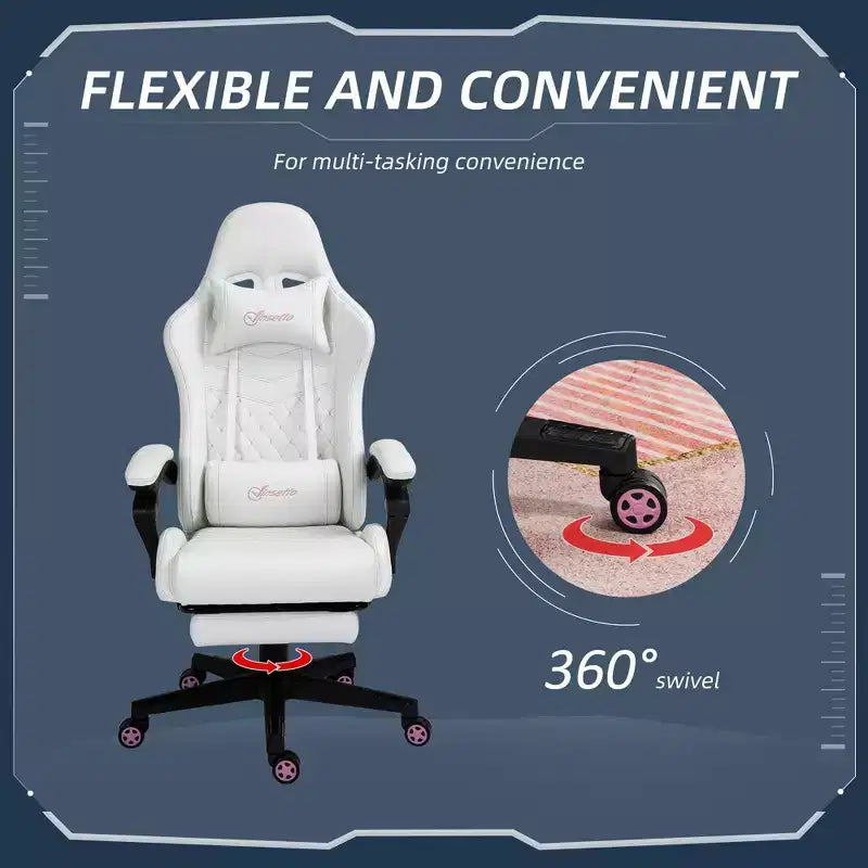 High-Back Gaming Chair with Headrest, Computer Chair with Lumbar Support and Footrest, Office Chair for Study, Reading Room