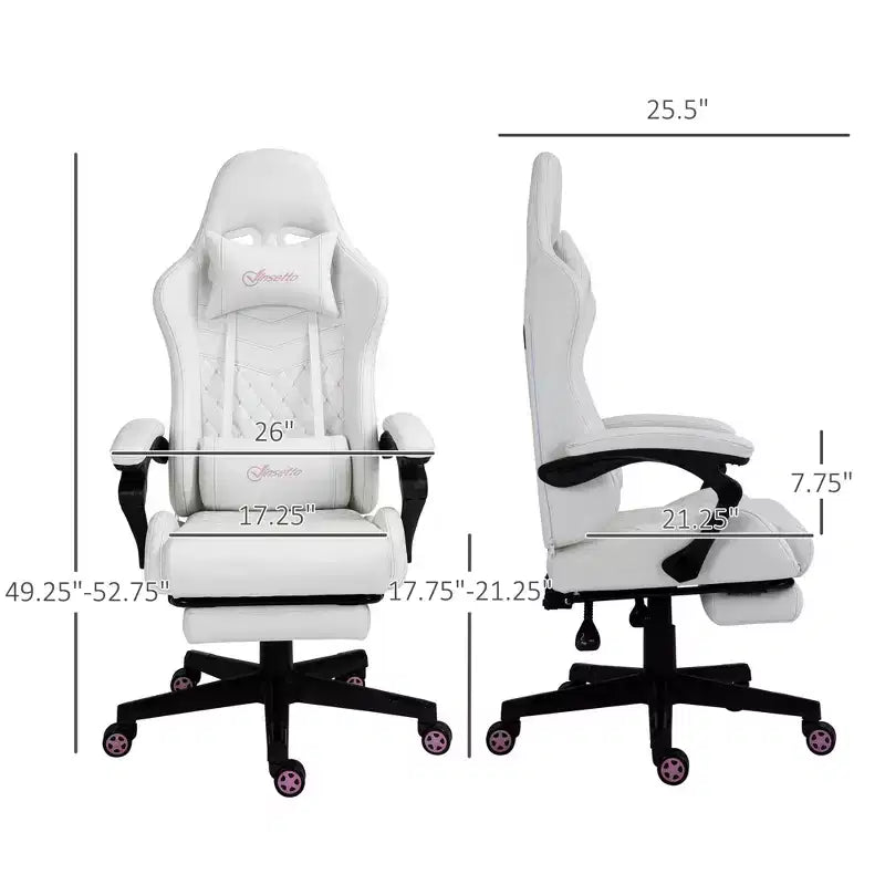 High-Back Gaming Chair with Headrest, Computer Chair with Lumbar Support and Footrest, Office Chair for Study, Reading Room