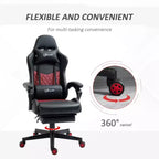 High-Back Gaming Chair with Headrest, Computer Chair with Lumbar Support and Footrest, Office Chair for Study, Reading Room