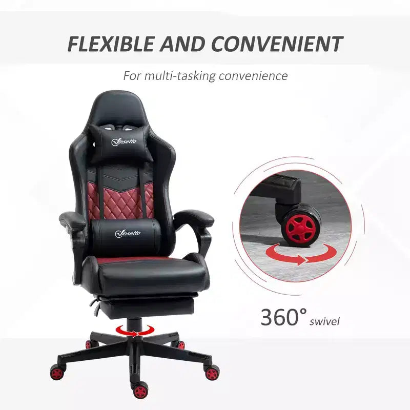 High-Back Gaming Chair with Headrest, Computer Chair with Lumbar Support and Footrest, Office Chair for Study, Reading Room