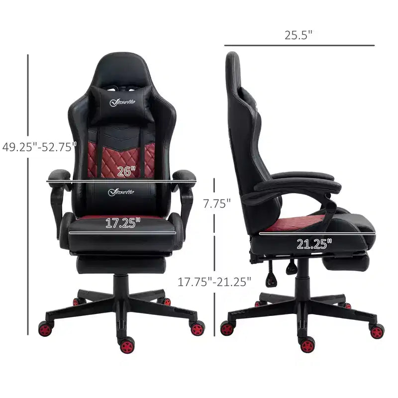 High-Back Gaming Chair with Headrest, Computer Chair with Lumbar Support and Footrest, Office Chair for Study, Reading Room