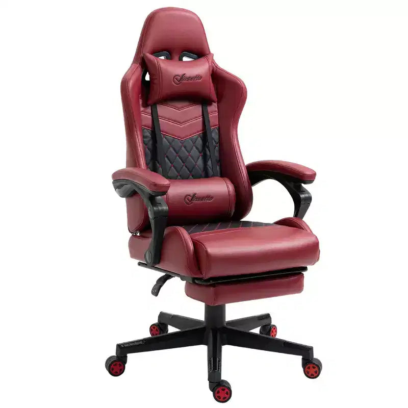 High-Back Gaming Chair with Headrest, Computer Chair with Lumbar Support and Footrest, Office Chair for Study, Reading Room