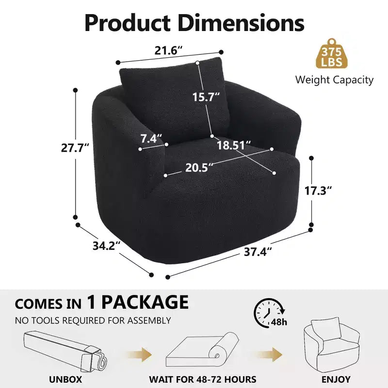 Modern 360° Swivel Accent Barrel Chair with Soft Pillow