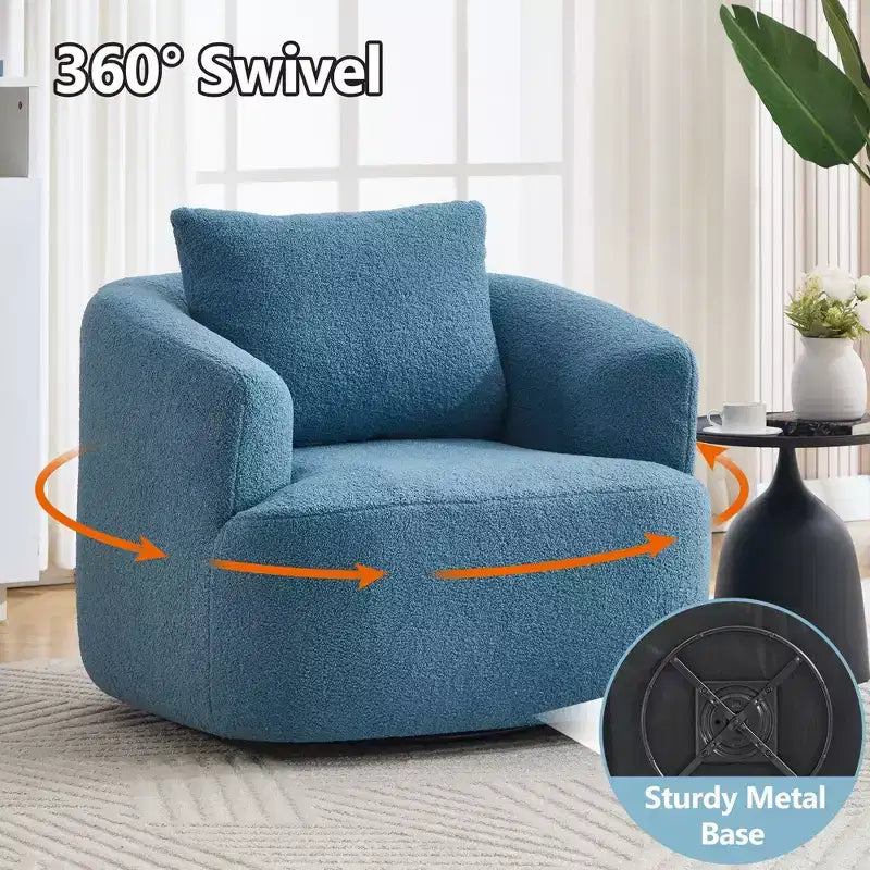 Modern 360° Swivel Accent Barrel Chair with Soft Pillow