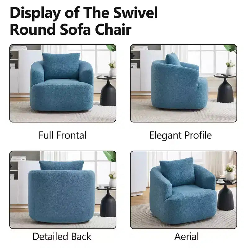 Modern 360° Swivel Accent Barrel Chair with Soft Pillow