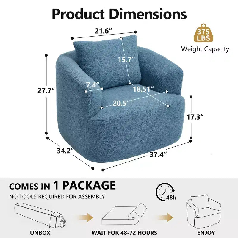 Modern 360° Swivel Accent Barrel Chair with Soft Pillow