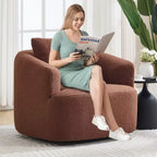Modern 360° Swivel Accent Barrel Chair with Soft Pillow