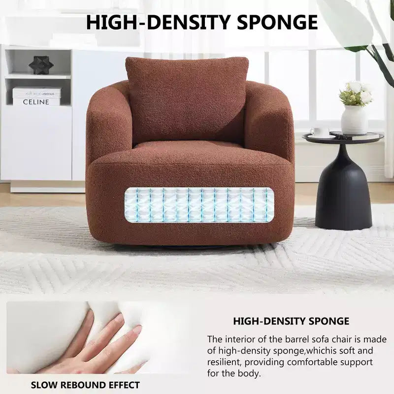 Modern 360° Swivel Accent Barrel Chair with Soft Pillow