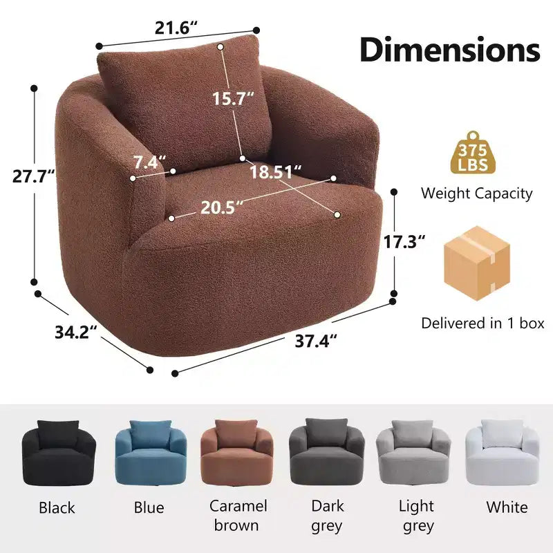 Modern 360° Swivel Accent Barrel Chair with Soft Pillow