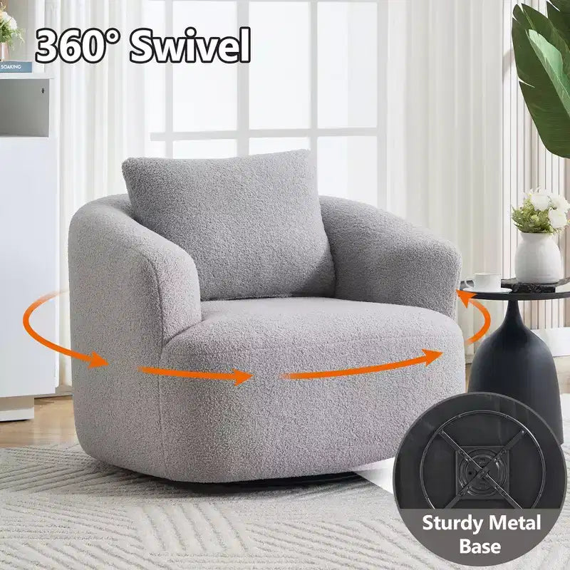 Modern 360° Swivel Accent Barrel Chair with Soft Pillow