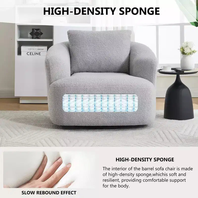 Modern 360° Swivel Accent Barrel Chair with Soft Pillow