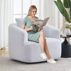 Modern 360° Swivel Accent Barrel Chair with Soft Pillow