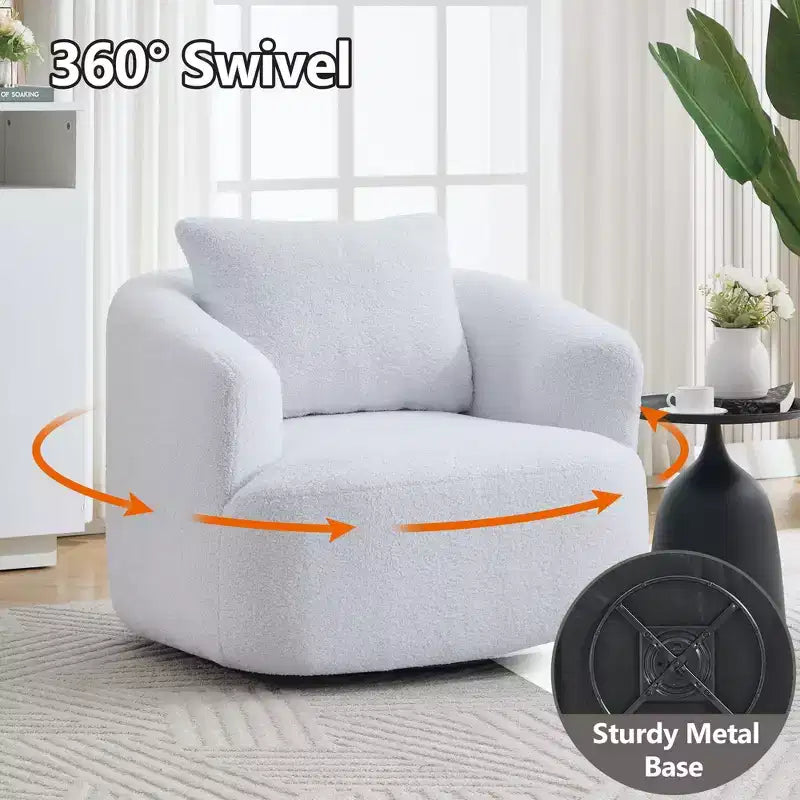 Modern 360° Swivel Accent Barrel Chair with Soft Pillow