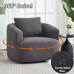 Modern 360° Swivel Accent Barrel Chair with Soft Pillow
