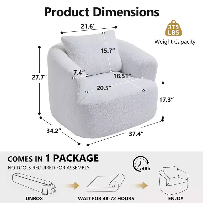 Modern 360° Swivel Accent Barrel Chair with Soft Pillow