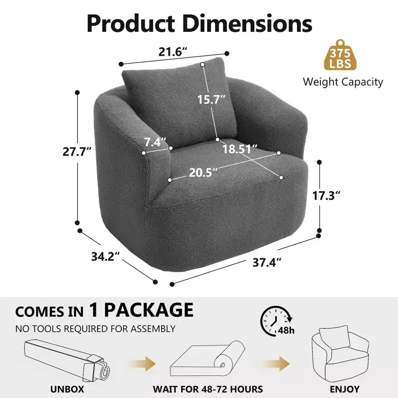 Modern 360° Swivel Accent Barrel Chair with Soft Pillow
