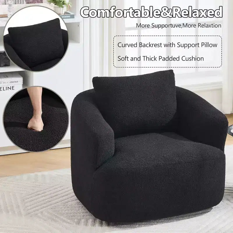 Modern 360° Swivel Accent Barrel Chair with Soft Pillow