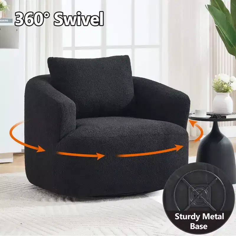 Modern 360° Swivel Accent Barrel Chair with Soft Pillow