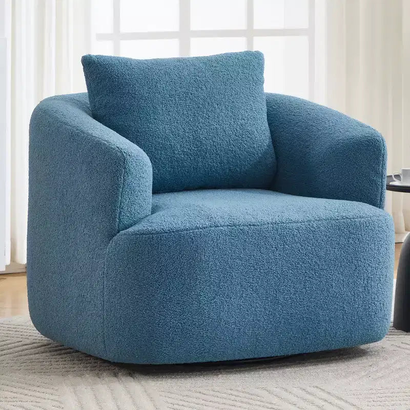 Modern 360° Swivel Accent Barrel Chair with Soft Pillow