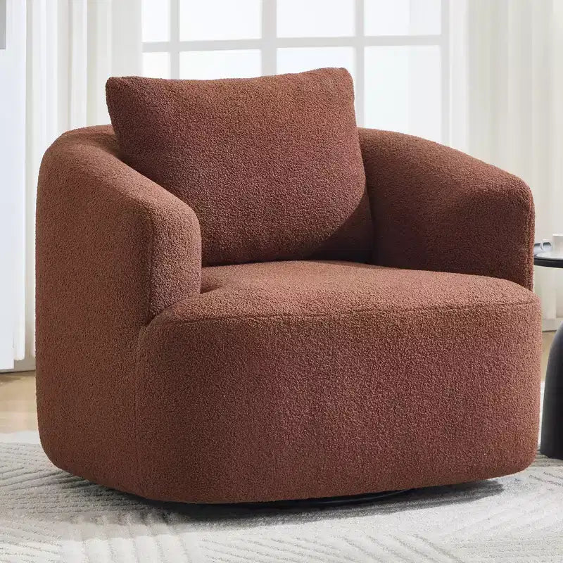 Modern 360° Swivel Accent Barrel Chair with Soft Pillow