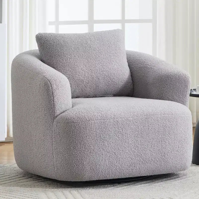 Modern 360° Swivel Accent Barrel Chair with Soft Pillow
