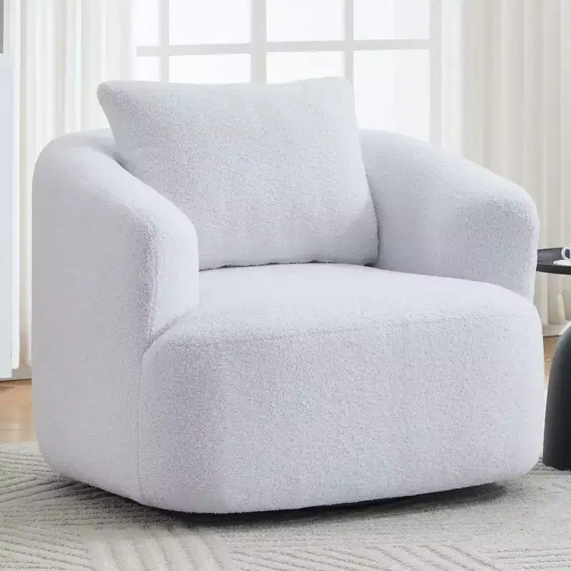 Modern 360° Swivel Accent Barrel Chair with Soft Pillow