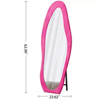 63x24in Irregular Wavy Flannel Body Mirror, Wooden Frame Full Length Mirror with Stand, Wall Mirror for Dressing Room, Living Room