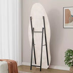 63x24in Irregular Wavy Flannel Body Mirror, Wooden Frame Full Length Mirror with Stand, Wall Mirror for Dressing Room, Living Room
